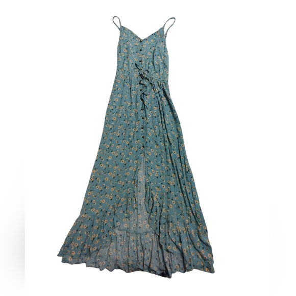 Rewind Dresses & Skirts - Rewind Floral Blue Maxi Dress Ruffles Bohemian Medium Summer Feminine